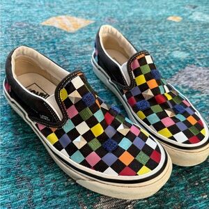 VANS Anaheim Factory 98 DX Colorful Checkerboard Slip-On Shoes